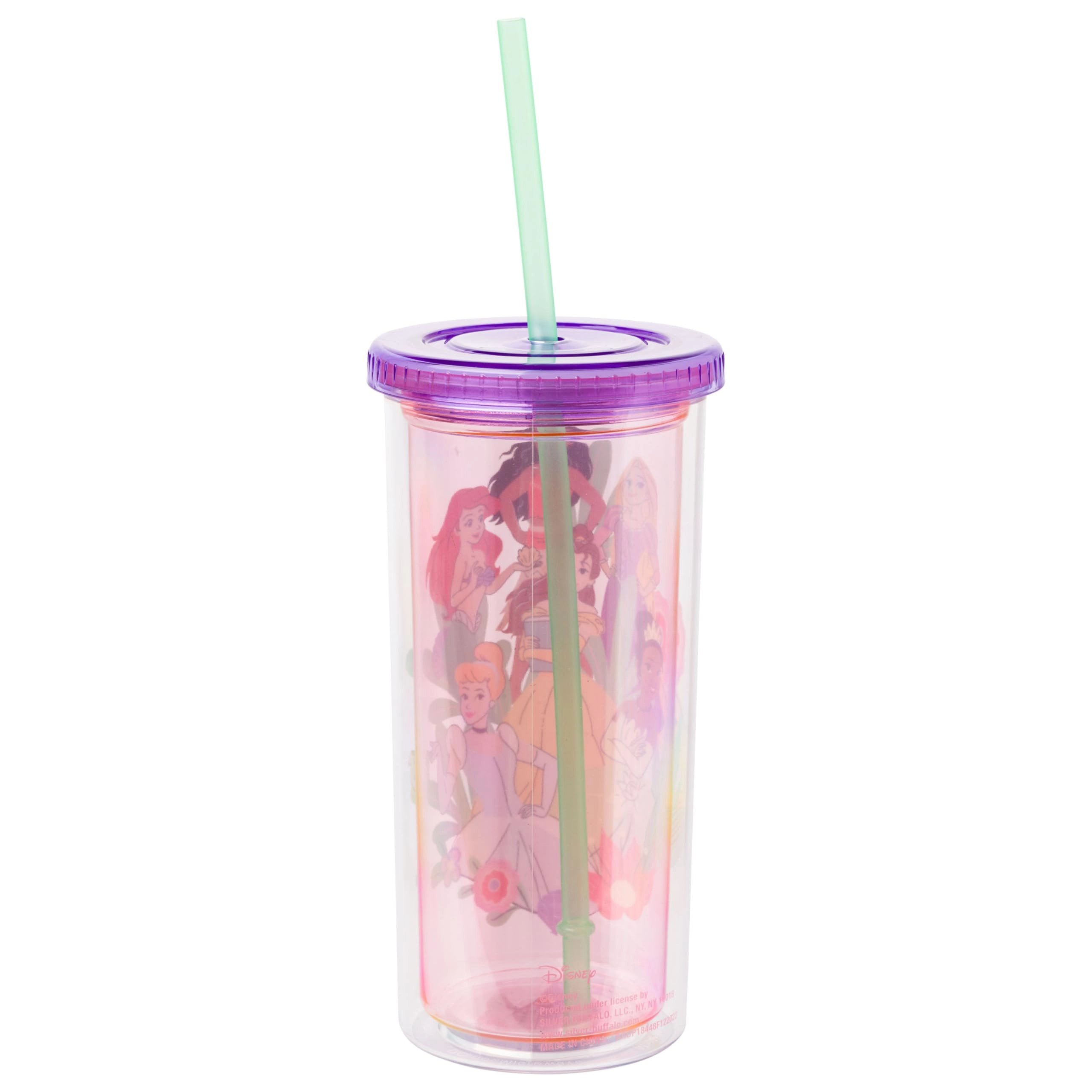 Disney Princess Reusable Cup - Floral Lid Straw