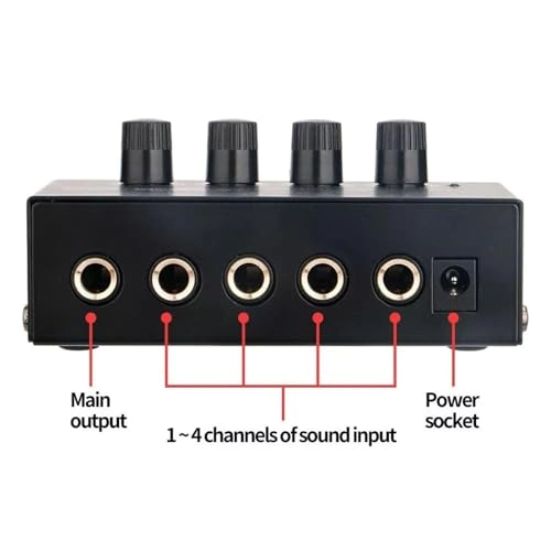 Portable Stereo Headphone Amplifier - Quad Independent Outputs 6.35mm Jacks