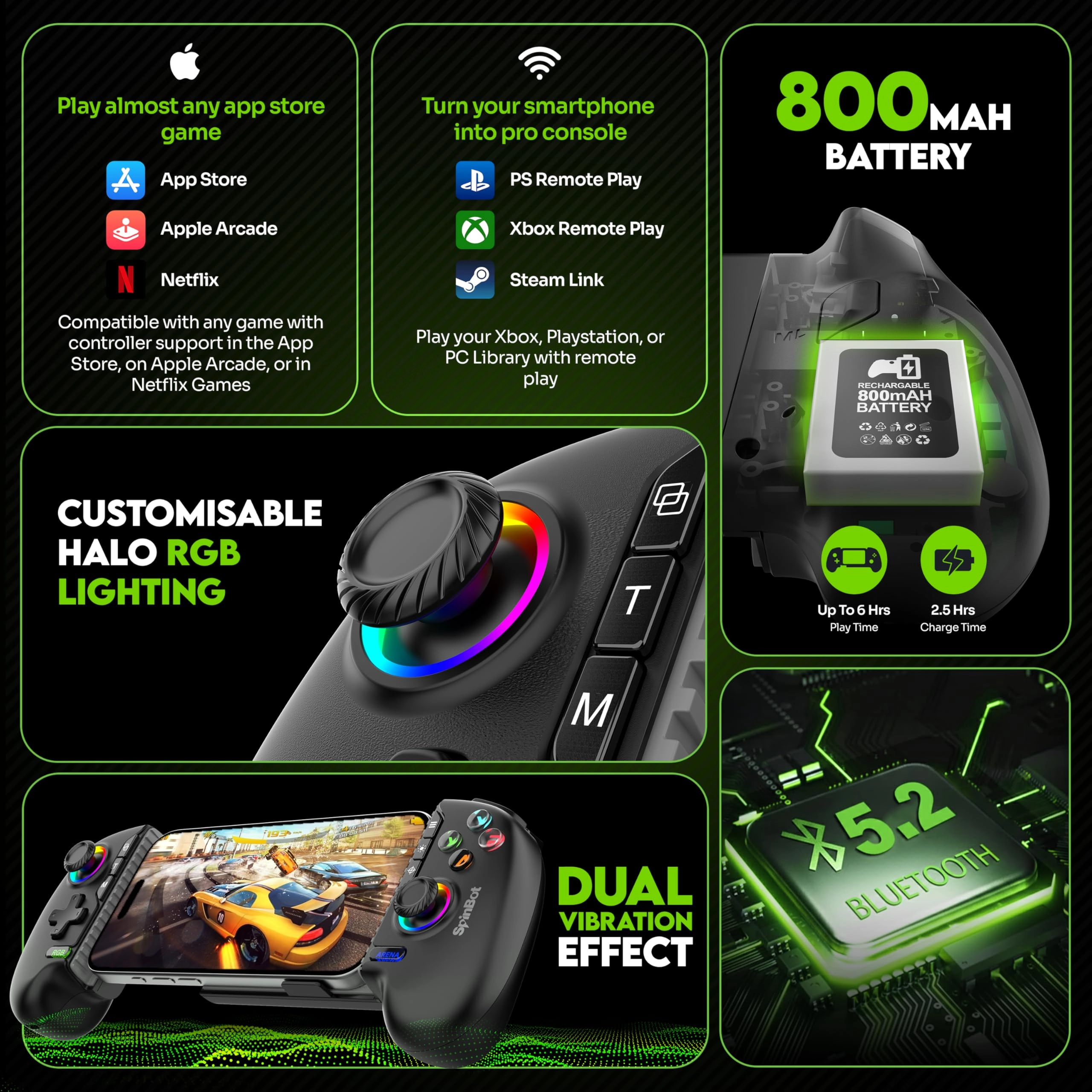Arcade Gamepad - Black Android IOS Windows