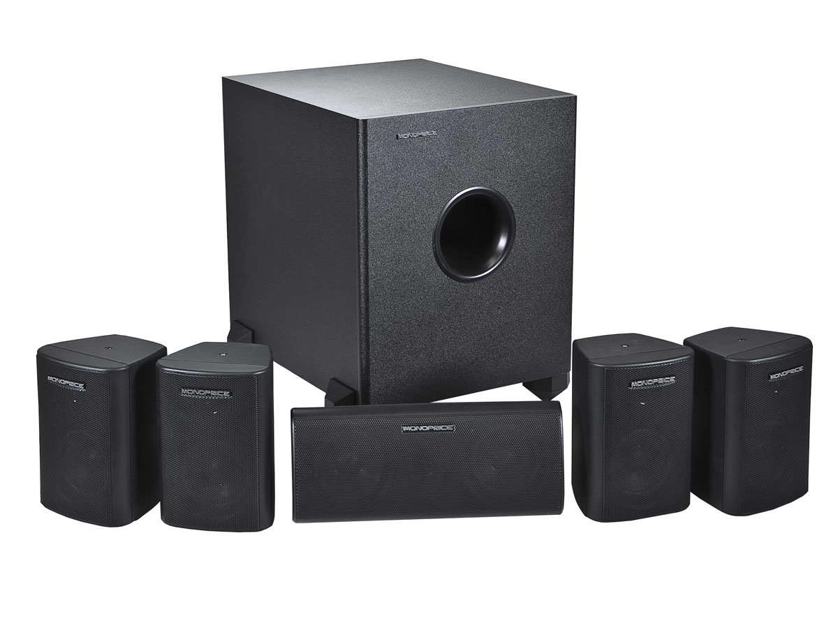 Monoprice 5.1 Channel Home Theater Satellite Speakers And Subwoofer - 8" Subwoofer Surround