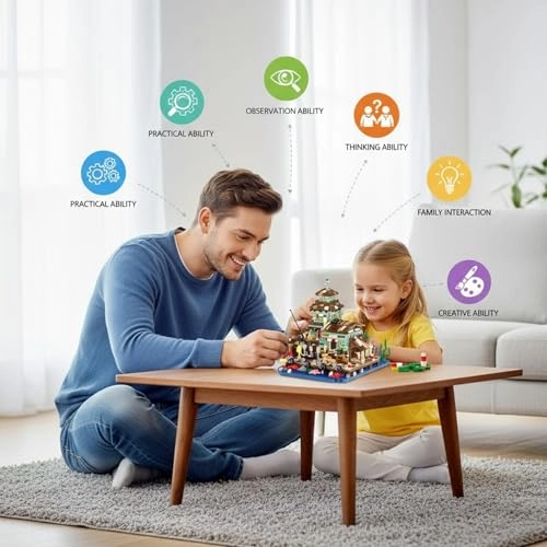 Advanced Micro Building Blocks Set (SG6211) - Coastal Fishing Lighthouse Wood-Look