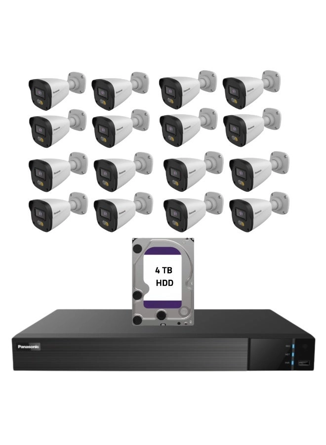 Panasonic IP Camera + 16CH PoE NVR + Surveillance HDD - 16 channels