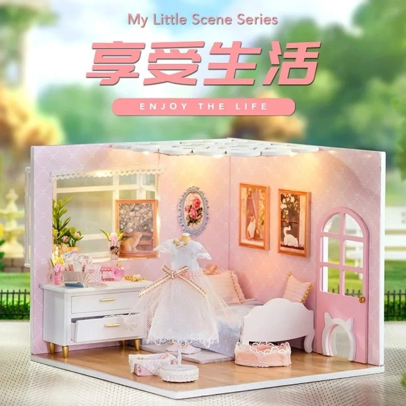 Bluejw CUTE ROOM Miniature 3D Puzzle - Wood Dollhouse Set