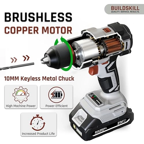 21V Cordless Brushless Drill Machine Toolkit - 1.5Ah