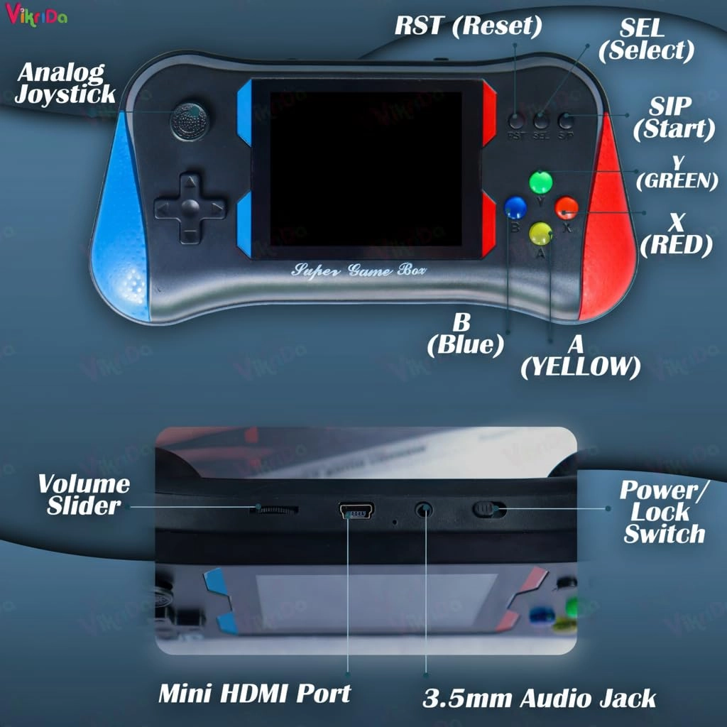 500 in 1 Classic Retro Games - 3.5-inch LCD 800mAh Rechargeable
