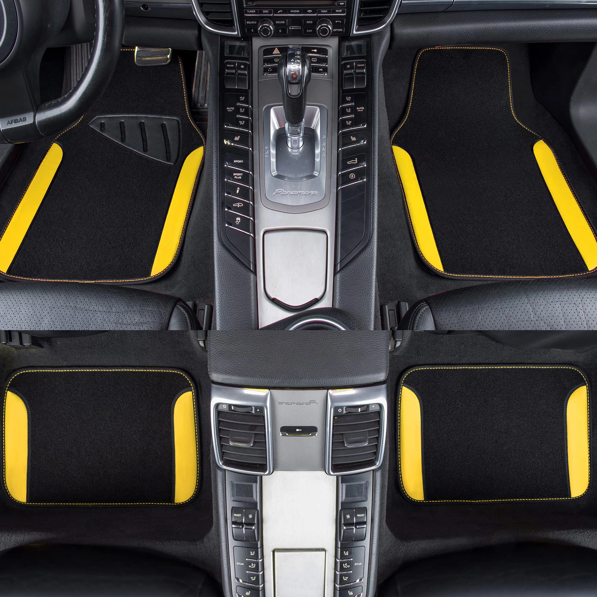 Universal Fit Car Floor Mats - Set of 4pcs Black and Burgundy