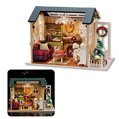Miniature Wooden House - LED Light 25 x 18 x 6 cm