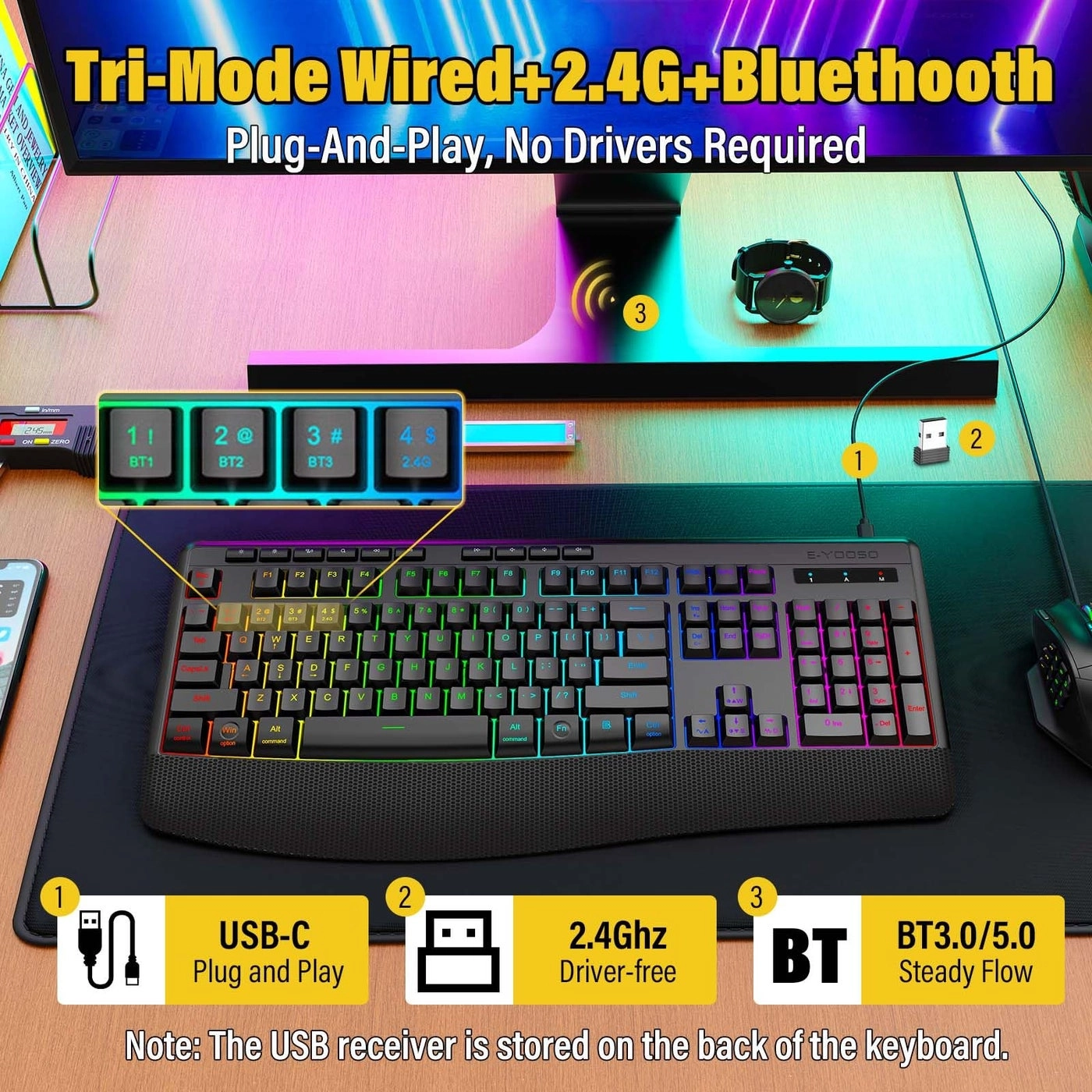 RGB Wireless Keyboard - Wired/Wireless