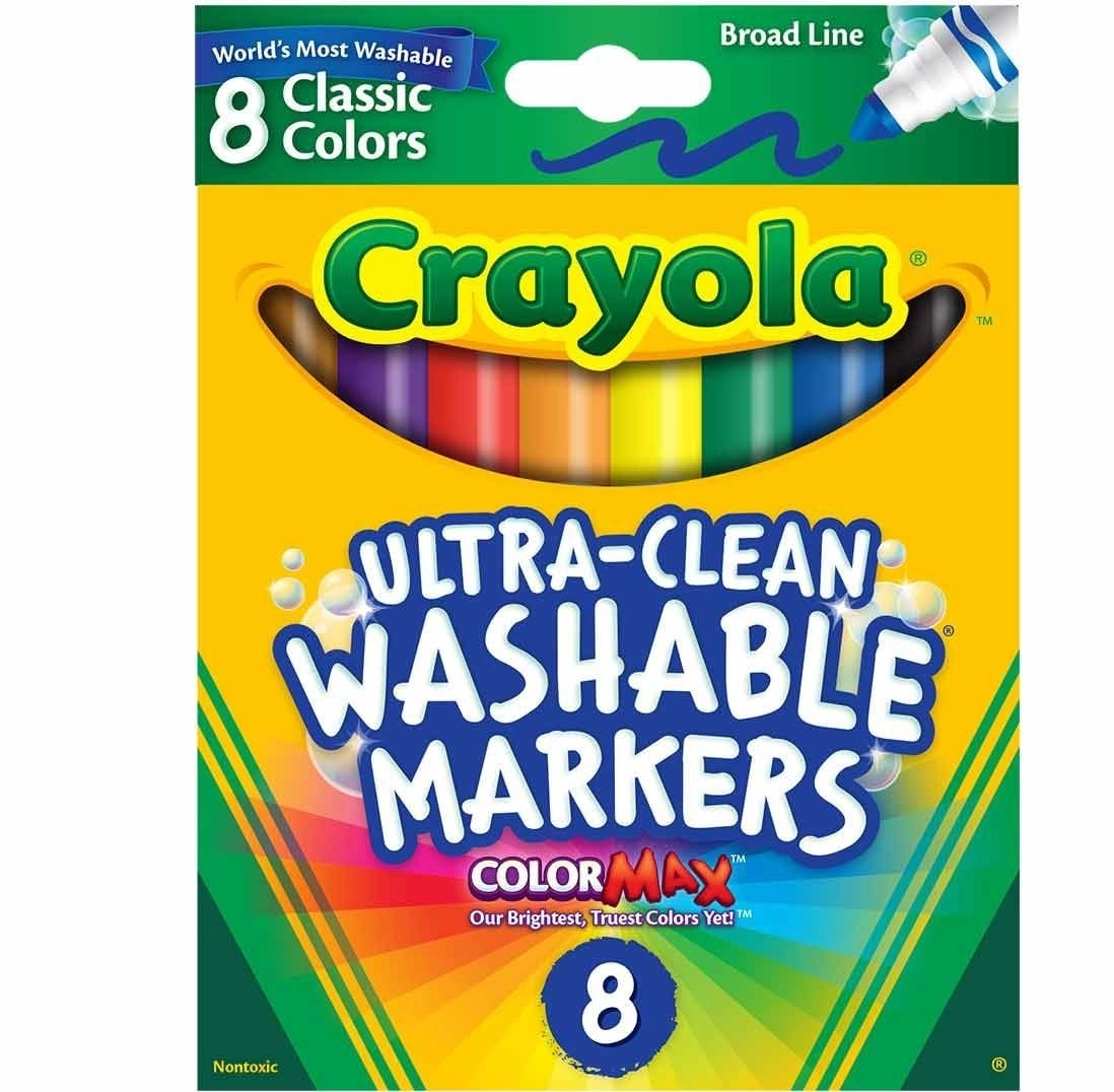Broad Line Washable Markers - 8 Multi Colour