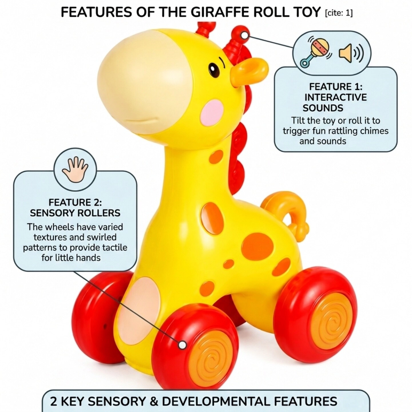 Baby Push & Go Giraffe - Rolling Wheels Lightweight