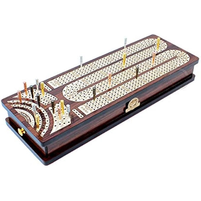 Continuous Cribbage Board - 4 Track Inlaid in Wenge Wood/Maple