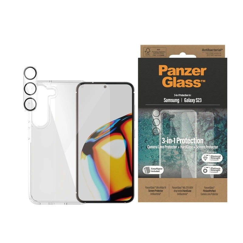 PanzerGlass Clear Screen Protector + Camera Lens Protector for Samsung Galaxy S23