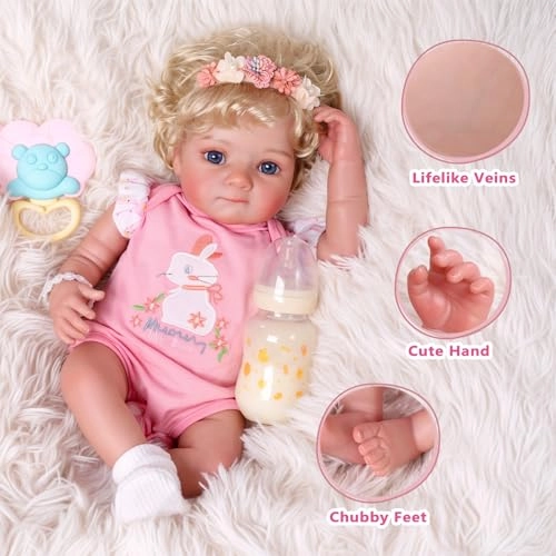 Reborn Baby Doll - 17-Inch Soft Cloth Body Sleeping Ages 3+