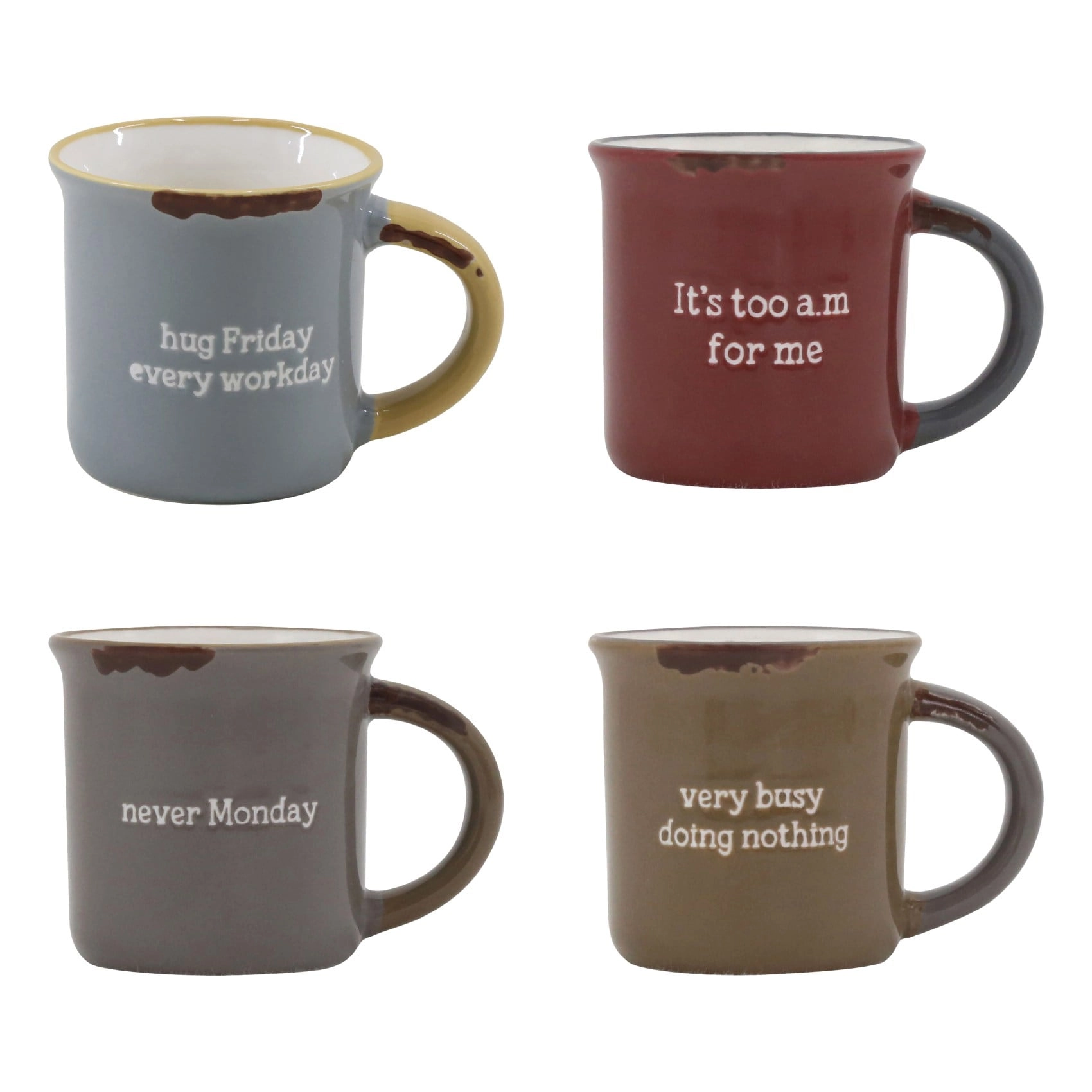Carrefour Embossed Phrases Coffee Cup - 4 pcs