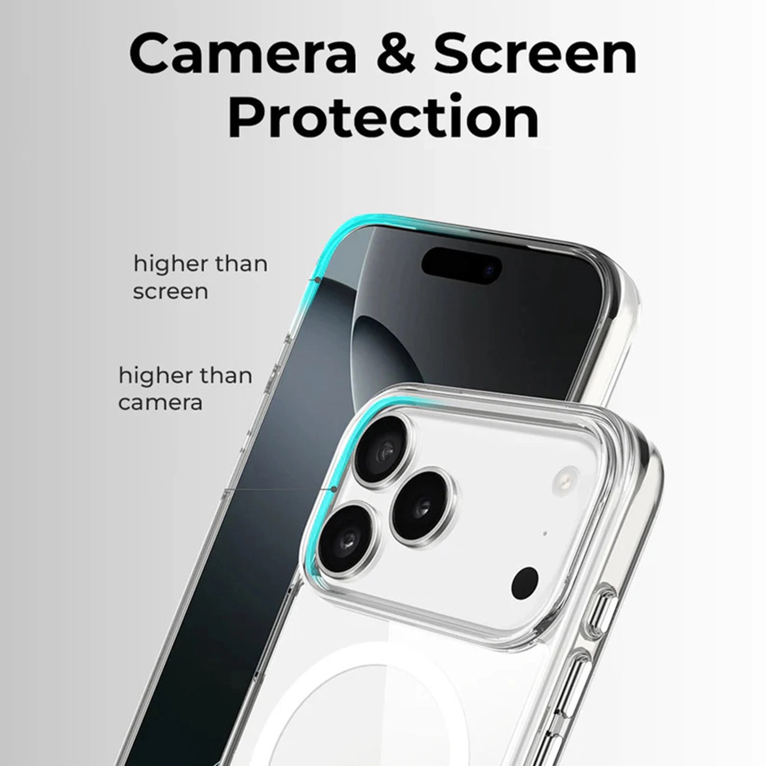 MagSafe Case - polycarbonate Clear + Screen Protector - 9H tempered glass for iPhone 17 Pro Max