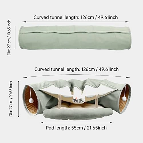 Collapsible Cat Tunnel - 2-in-1 Flannel Green