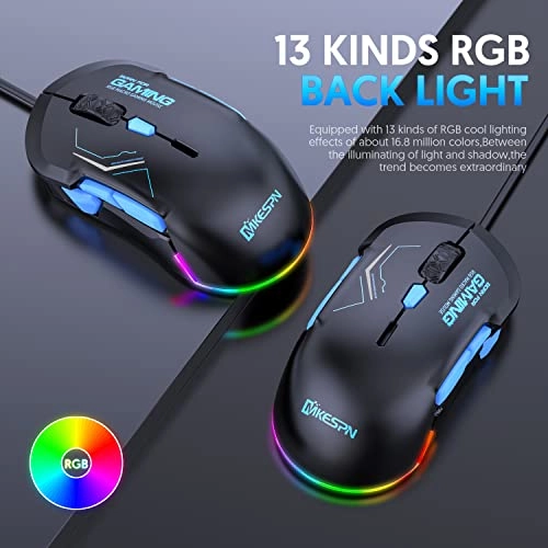 Symmetrical Gaming Mouse - 12800 DPI 10 Programmable Buttons