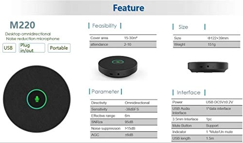 360° Free Talk USB+3.5mm-Mini-Jack Microphone
