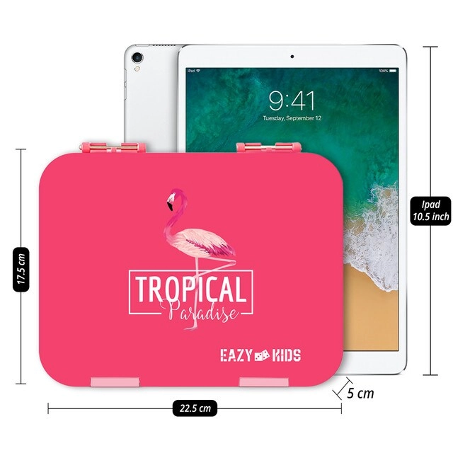 6 / 4 Compartment Bento Lunch Box - Tropical - Pink 350 ml
