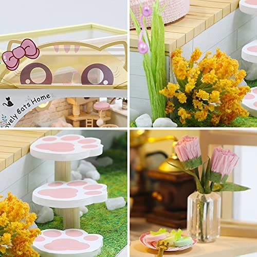 Cat Cafe Wooden Miniature Dollhouse Kit - 1:24