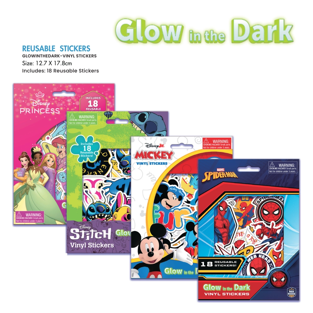Princess Glow-in-the-Dark Vinyl Stickers - Vinyl 18pcs