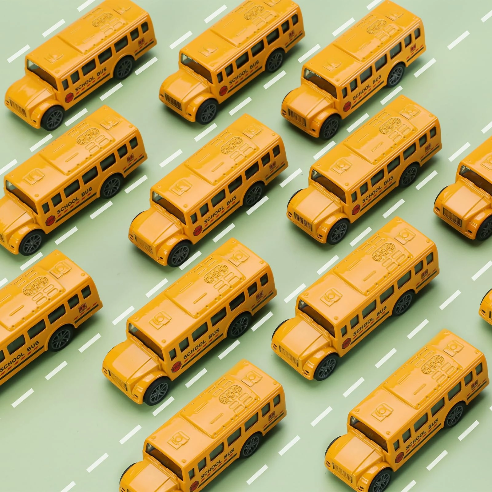 Pull Back School Bus Toy - 12 Pack