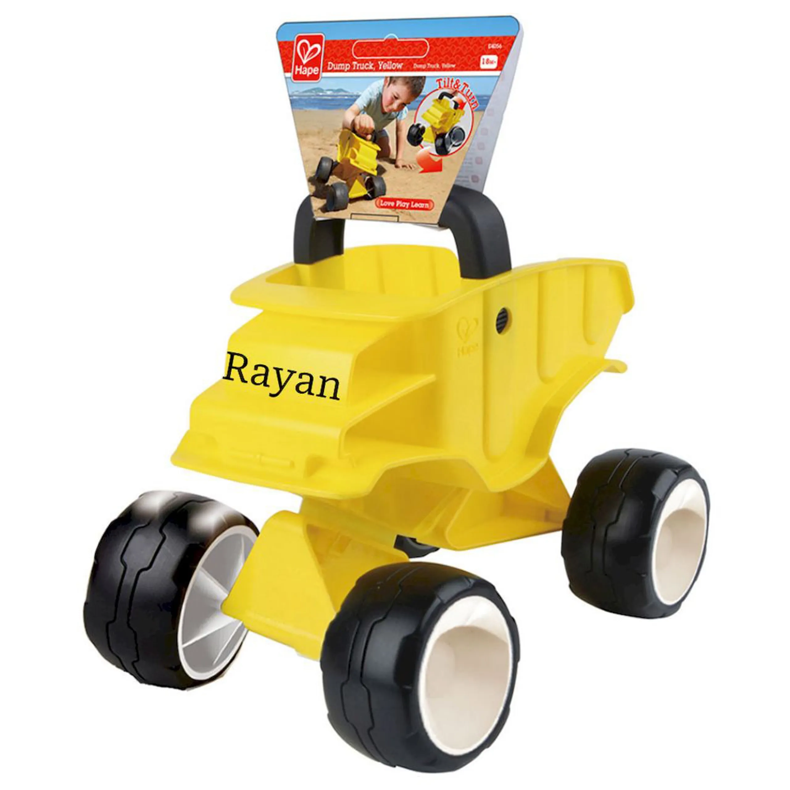 Hape Personalized Dump Truck - Yellow Suitable for 12 months & above