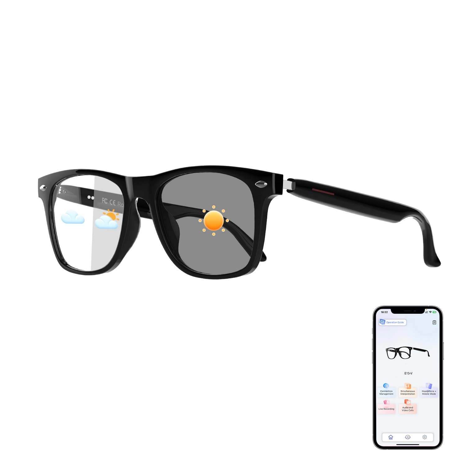Smart Glasses - Auto-On/Off Bluetooth 5.3 UV400 Protection