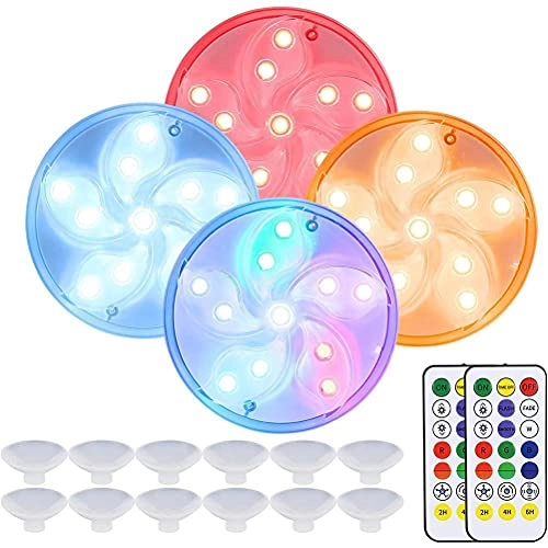 Submersible LED Light - 4 Pack RF Remote RGB