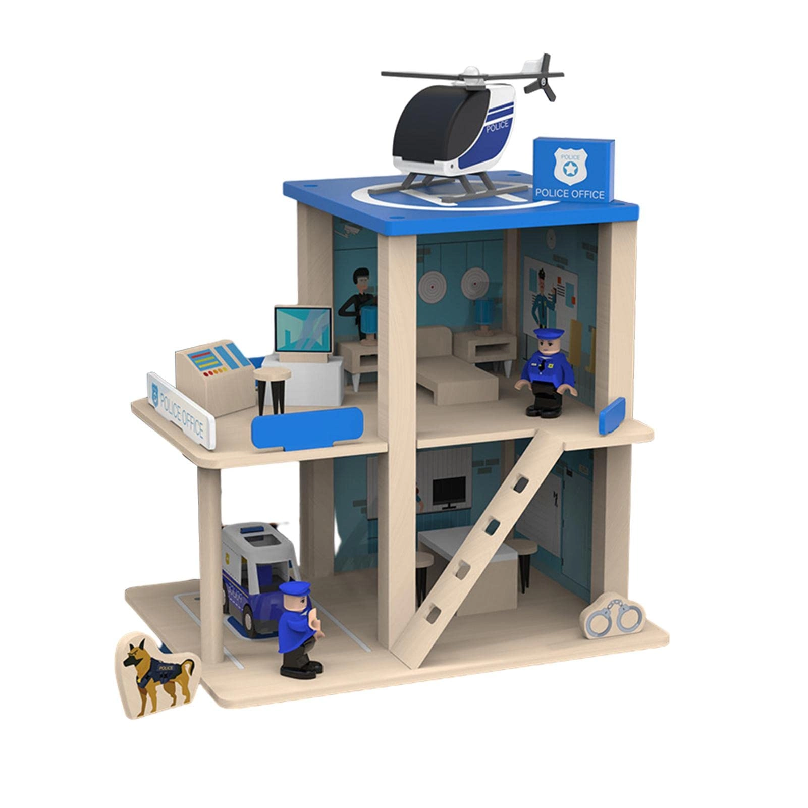 Pink Princess Wooden Dollhouse + Miniature Fire Station Wooden Dollhouse + Station Wooden Dollhouse