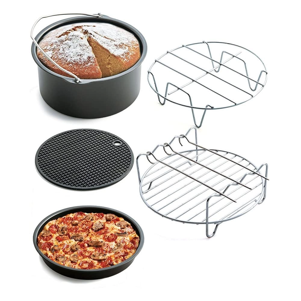 BBQ Needle - 5-piece stainless steel + Grilled Rack + Steamer + Fry Pan + Rotary Cage