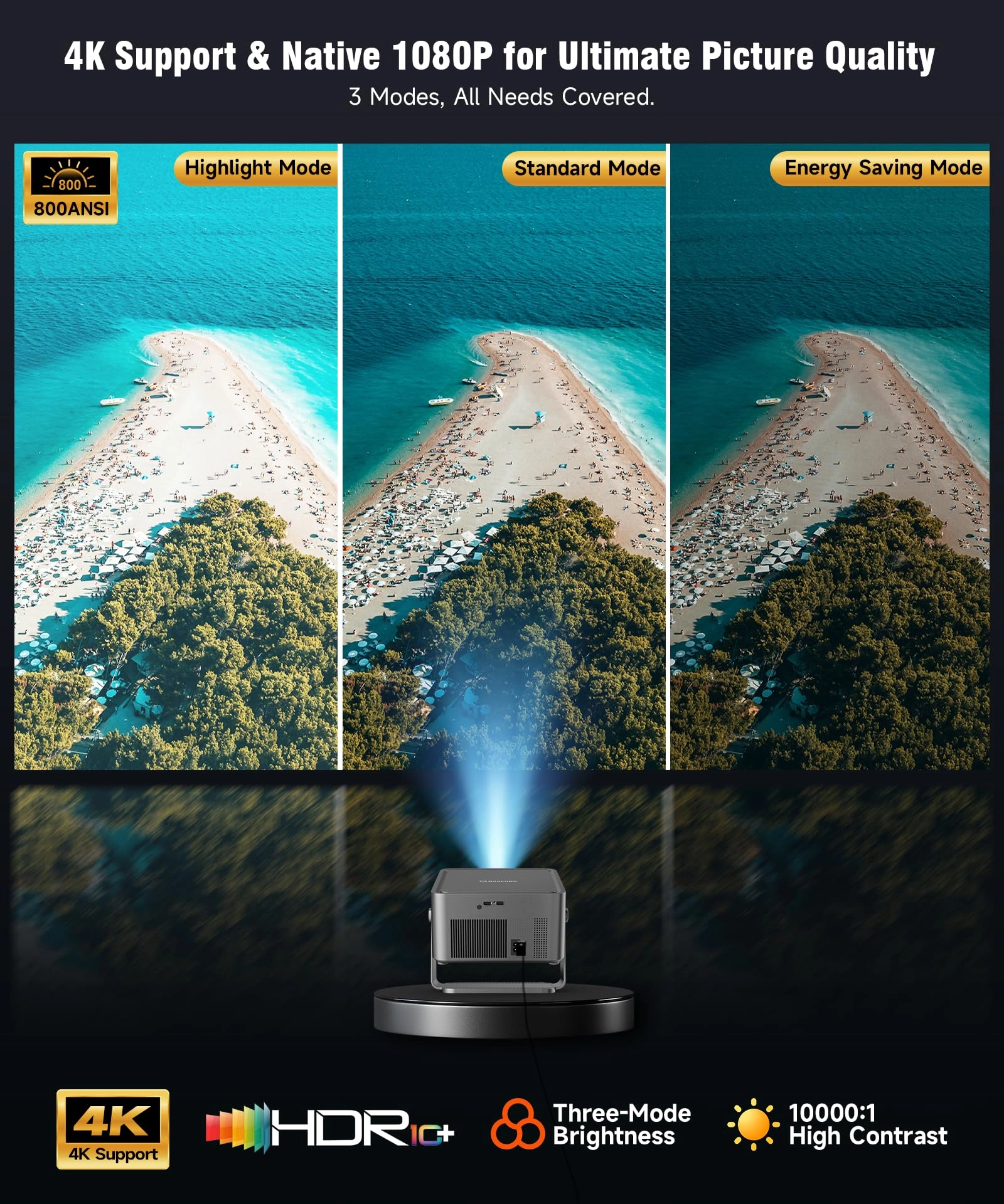 4K Smart Projector - 1920 x 1080 800 ANSI lumens