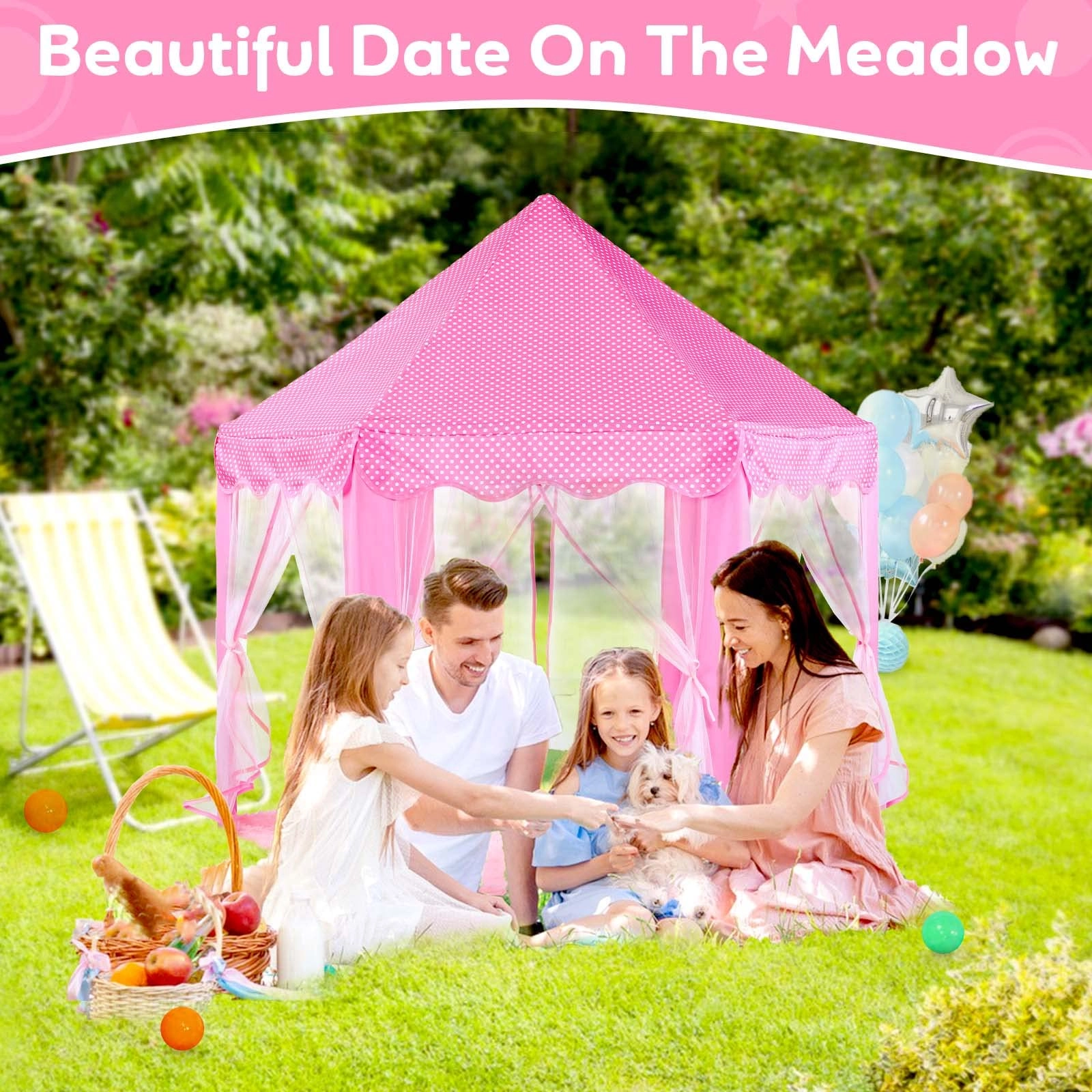 Princess Castle Tent - 52 inches x 48 inches x 52 inches Pink