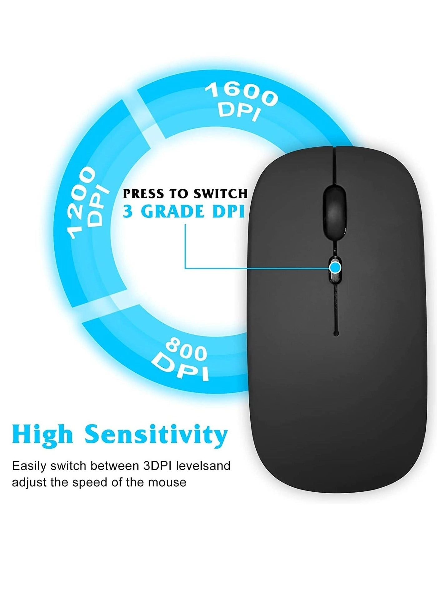 Slim Wireless Mouse - 2.4G Bluetooth 5.1