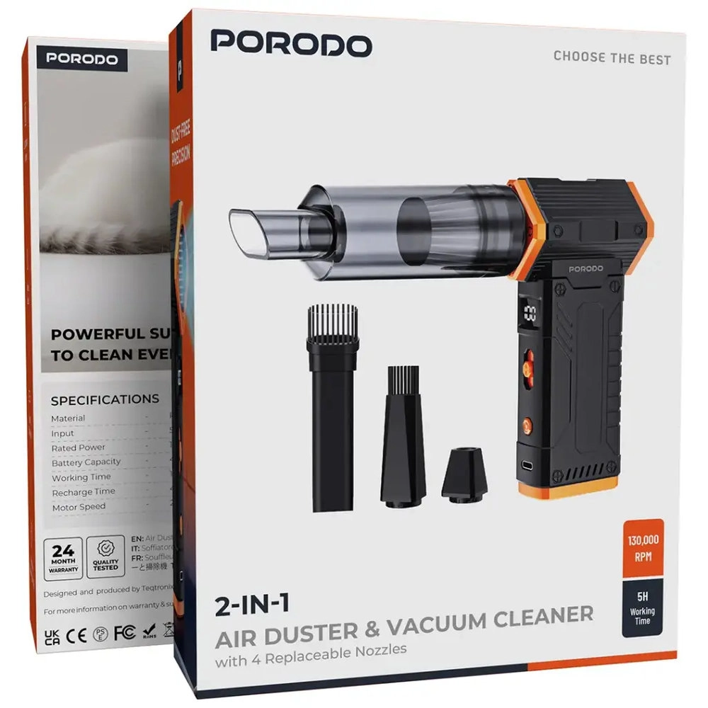 Porodo 130000 Rpm 2 In 1 Vaccum And Blower (PDVC50BK)