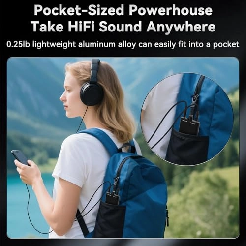 Portable HiFi Headphone Amplifier - 3.5mm Mini Audio Amp Two-Stage Gain Switch 16-300Ω Impedance