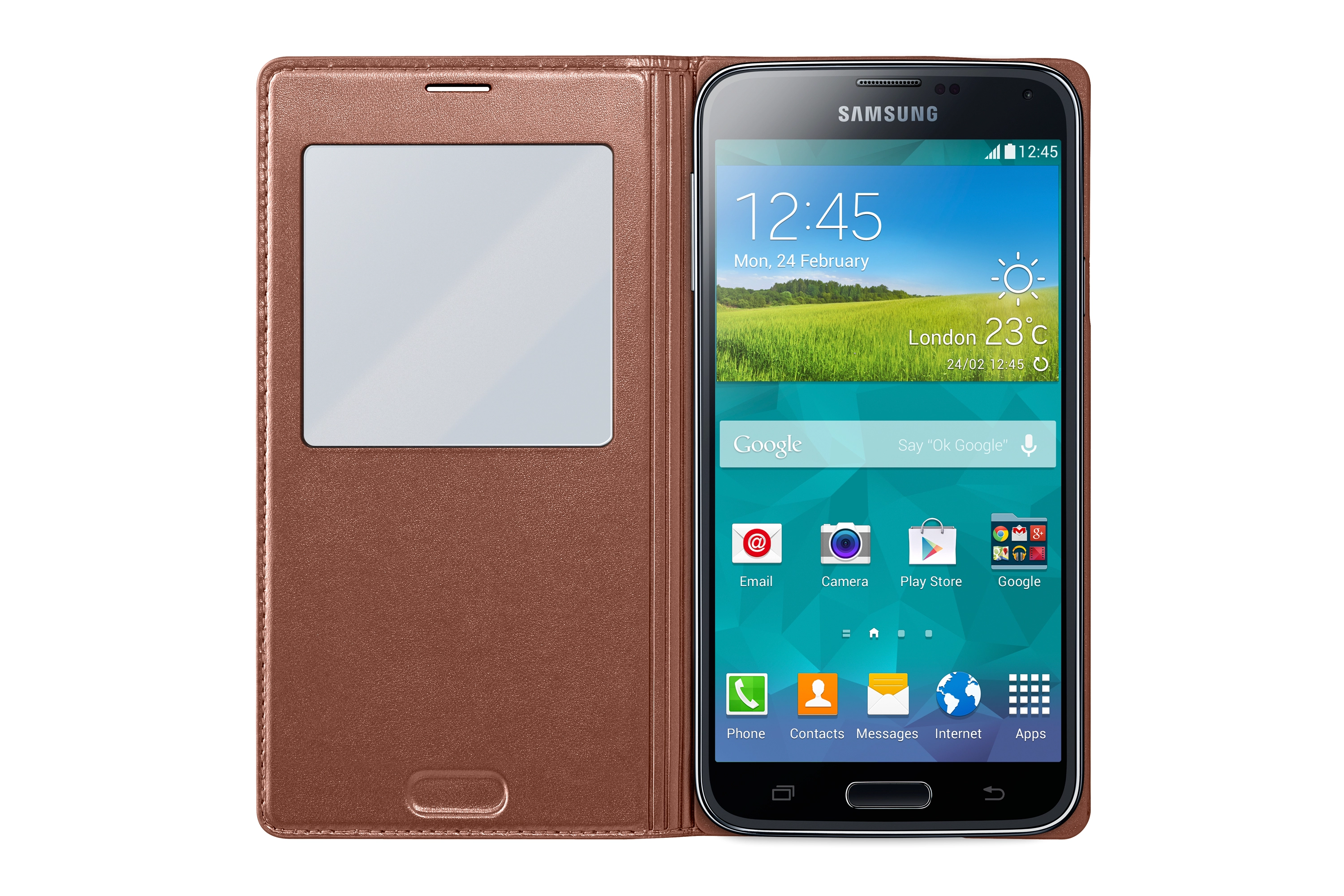 LED View Cover - Gold + Wireless Charging Pad for Galaxy S7