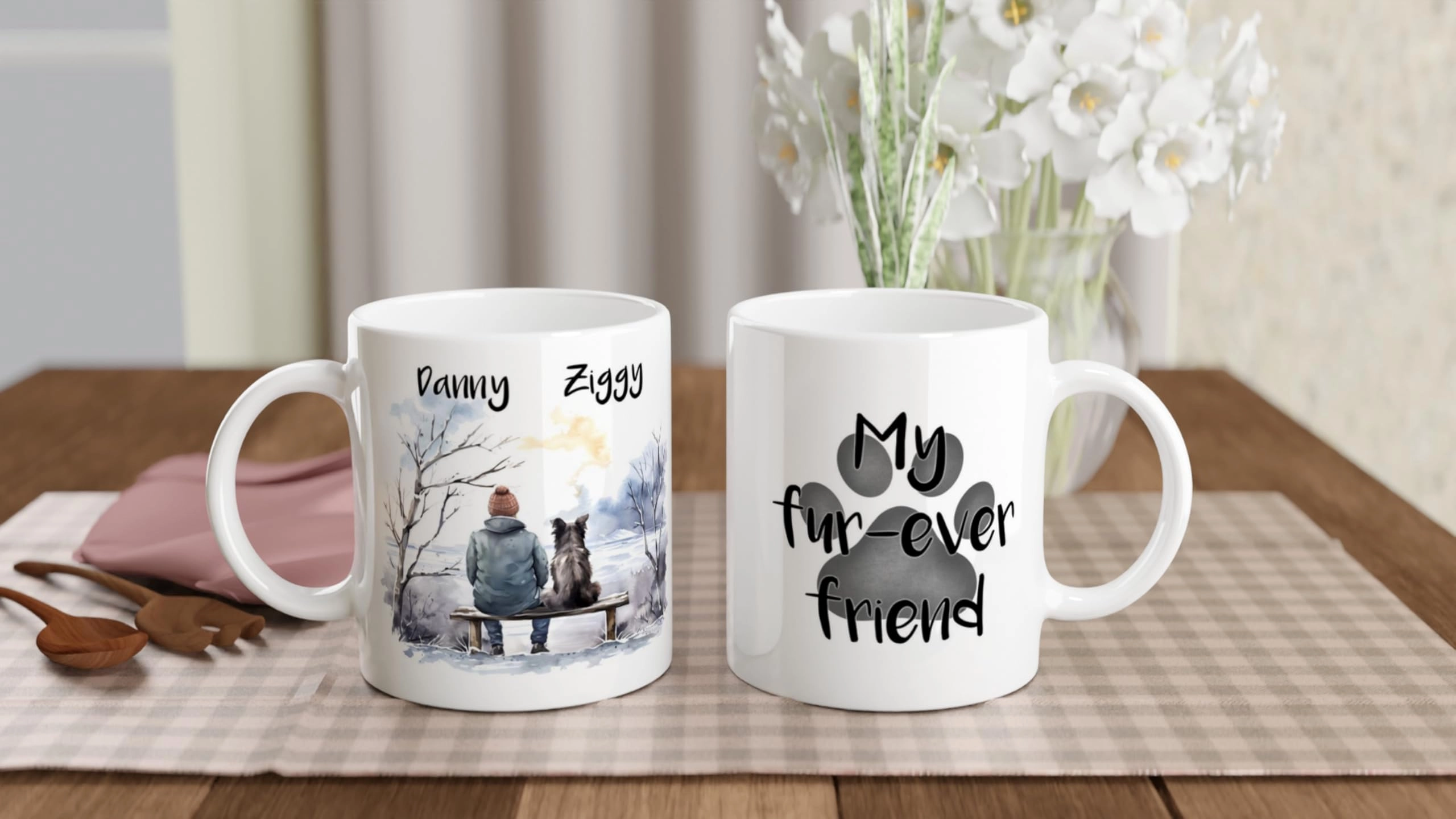 Custom Printed Mug - 1.0 pcs Winter Man & Dog 2