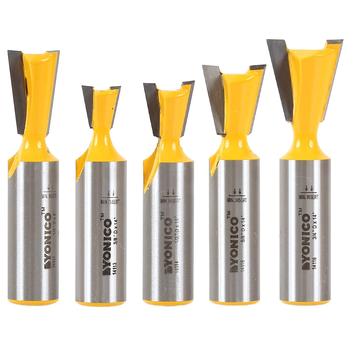 Yonico Dovetail Router Bit Set - 1/2-Inch 5 Bit