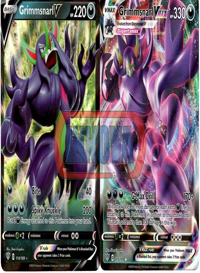 Pokémon Grimmsnarl V 114/189 + Grimmsnarl Vmax 115/189 - Darkness Ablaze
