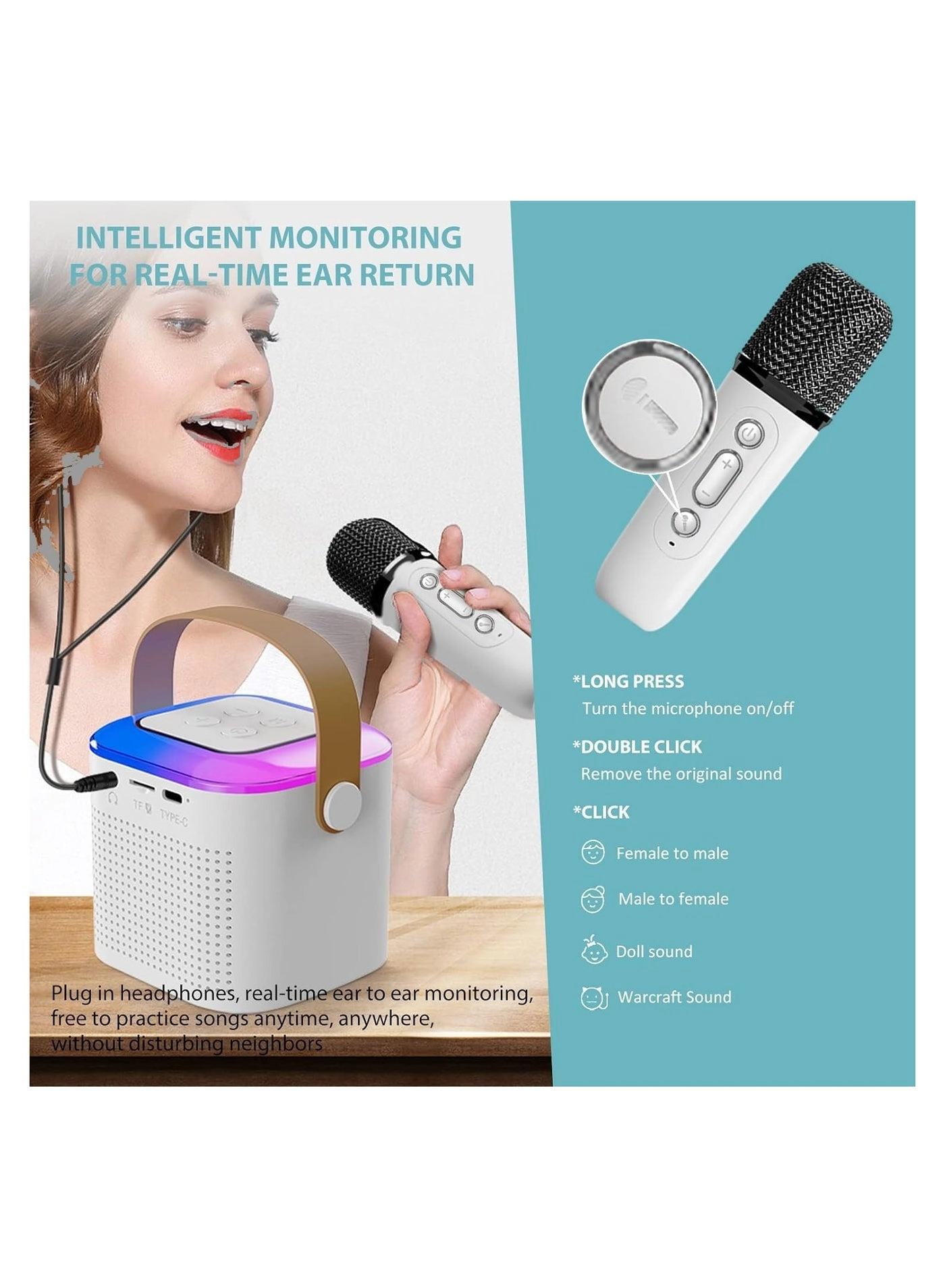 Kids Karaoke Machine - 2 Wireless Microphones