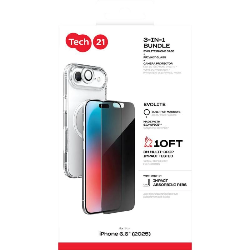 Evo + Privacy Impact Glass + Camera Lens Protector Case with MagSafe for iPhone 17 Pro Max