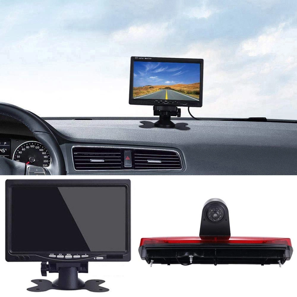 Rear View Mirror Monitor - 4.3 Inch Wired + Brake Light Camera - 1280 x 720 Night vision