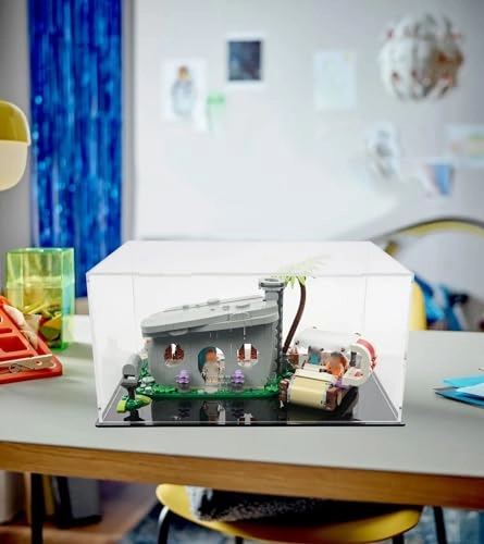 Acrylic Display Case - 31x20x21 cm Compatible with LEGO Ideas 21316 The Flintstones Home and Footmobile