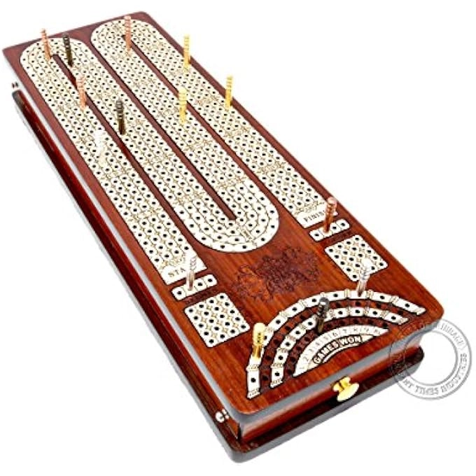 Continuous Cribbage Board - 4 Track Inlaid in Wenge Wood/Maple