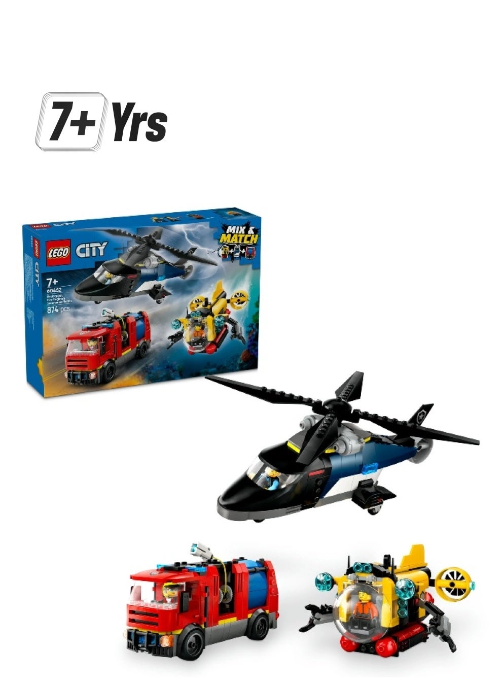 City 3in1 Helicopter, Fire Truck & Submarine Remix (60462)