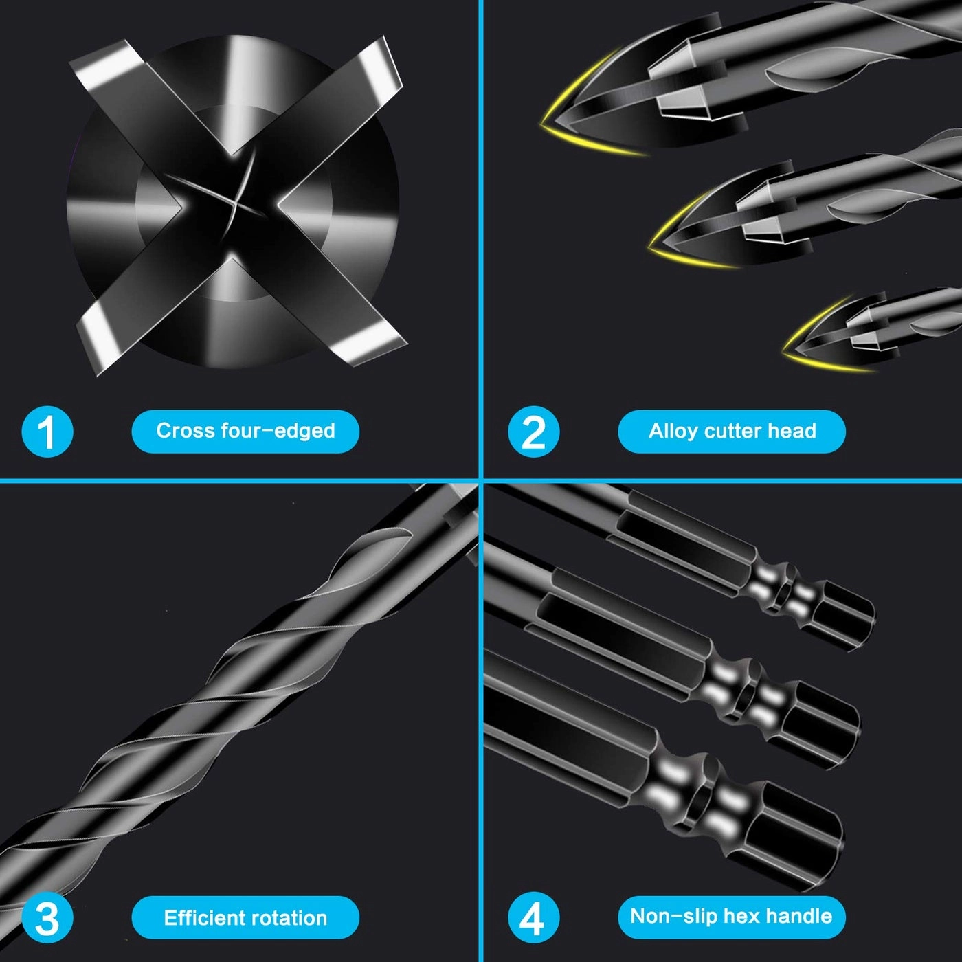 Masonry Drill Bit Set - Tungsten Carbide Tip 10 pieces 5/16 Inch (8mm)