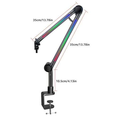 LED Microphone Arm Stand - Adjustable Boom 180Rotatable LED Lighting