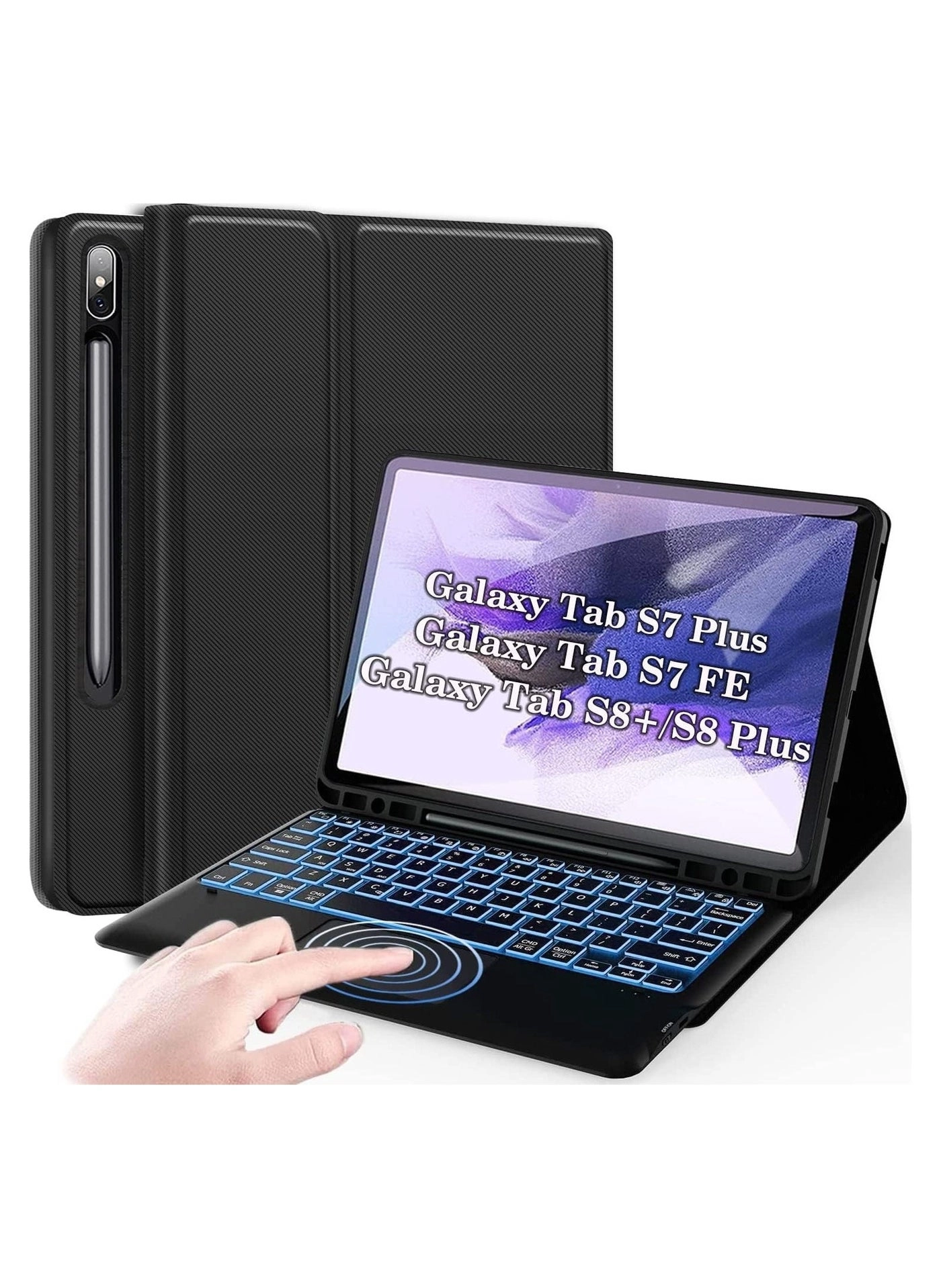 ELTERAZONE Keyboard Case with S Pen Holder for Samsung Galaxy Tab S8 Plus 12.4-inch (2022) / S7 FE (2021) / S7 Plus (2020)