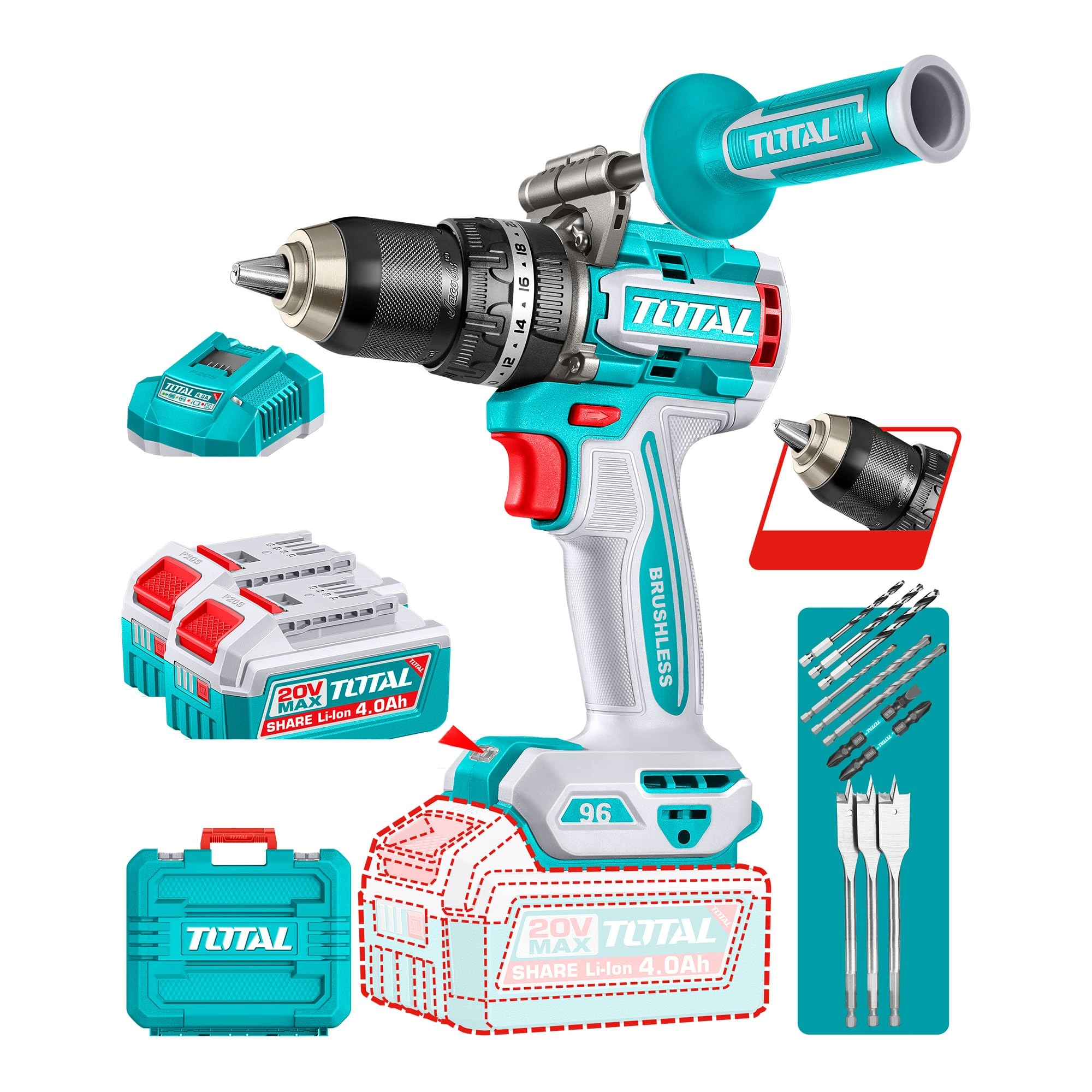 Brushless Cordless Impact Drill - 2x4.0Ah